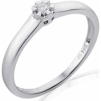 Prsten Luxusní zásnubní prsten s diamantem, bílé zlato brilianty 585/1,75gr (3861832-0-54-99)