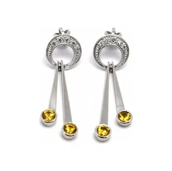 Prsten Diamantové náušnice s přírodními vzácnými safíry 585/3,72 gr J-21018-12 (J-21018-12)