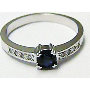 Prsten Klenoty Budín Diamantový zásnubní prsten s modrým safírem J-24579-14 (Klenoty Budín Diamantový zásnubní prsten s modrým safírem J-24579-14)