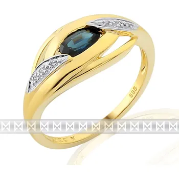 Prsten Prsten s diamantem, žluté zlato briliant, safír v kombinaci bílé zlato, v prove (3811918)