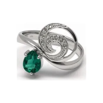 Prsten Luxusní zlatý rsten se smaragdem (0,451ct) a diamanty 585/3,72 gr J-20251-11 (J-20251-11)
