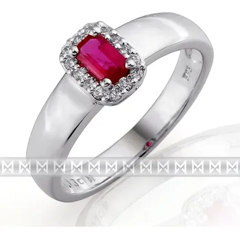 Prsten Luxusní zásnubní prsten s diamantem, bílé zlato briliant, přírodní rubín 3860323 (Luxusní zásnubní prsten s diamantem, bílé zlato briliant, přírodní rubín 3860323)