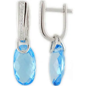 Náušnice Diamantové náušnice, bílé zlato briliant, modrý topaz (blue topaz) 3880318-0-0- (3880318-0-0-93)