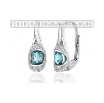 Náušnice Luxusní diamantové náušnice s diamanty a světle modrým pravým topazem 585/2,5gr (3880935-0-0-93)