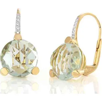 Náušnice Luxusní diamantové zlaté náušnice s diamanty a zeleným ametystem (vzácný) (3830341-5-0-83)