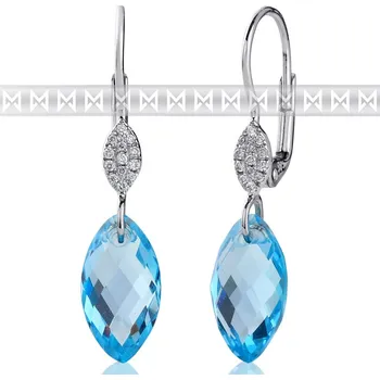 Náušnice Diamantové náušnice, bílé zlato briliant, modrý topaz (blue topaz) 3880367-0-0- (3880367-0-0-93)