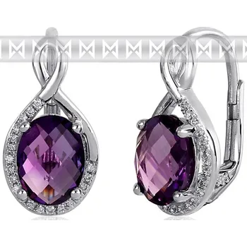 Náušnice Luxusní zlaté diamantové náušnice s diamanty, pravými fialovými ametysty 3881057 (3881057-0-0-95)