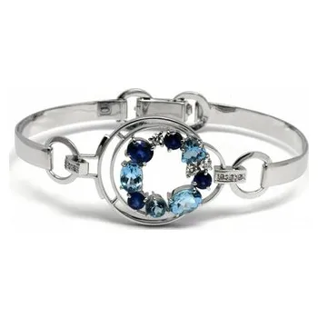 Prsten Luxusní diamantový náramek se safíry, akvamaríny a diamanty 585/15,76gr J-20274- (J-20274-12)