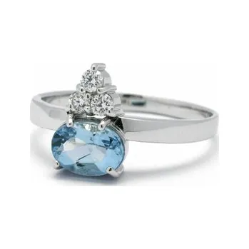Prsten Luxusní prsten s modrým akvamarínem a diamanty J-22240-13 ( J-22240-13)