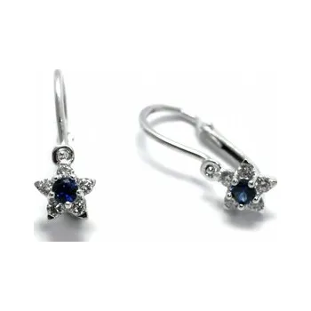 Náušnice Dětské náušnice s přírodními diamanty a modrými safíry 585/1,46 gr J-21312-12 (J-21312-12)
