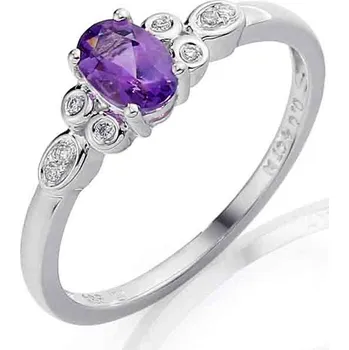 Prsten Prsten s diamantem, bílé zlato briliant, ametyst fialový (možno i jako zásnubní (3861586-0-56-95)