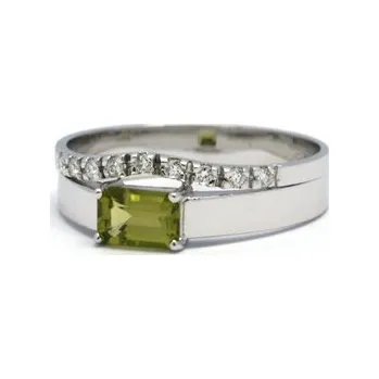 Prsten Diamantový dámský prsten s přírodním olivínem 585/2,97 gr J-21010-12 (J-21010-12)