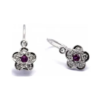 Prsten Diamantové náušnice s přírodními pravými rubíny 585/1,18 gr J-21171-12 (J-21171-12)