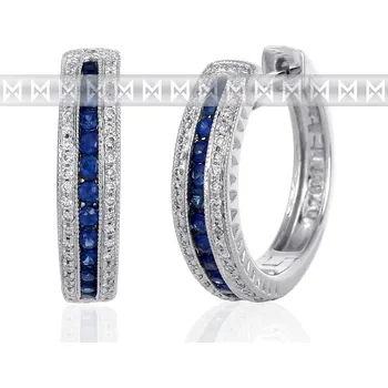 Náušnice Diamantové náušnice, bílé zlato briliant, safír - kruhy osazené diamanty (3880527-0-0-92)