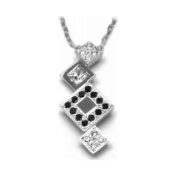 Prsten Zlatý diamantový náhrdelník s přírodními a černými diamanty 585/3,06gr J-20402-1 (J-20402-1)