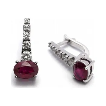 Prsten Diamantové náušnice s přírodními červenými rubíny 585/2,59 gr J-19014-12 (J-19014-12)