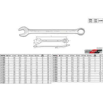 Klíč Klíč očkoplochý metrický 12mm CrV YATO kvalitní, průmyslový DIN 3113 YT-0012