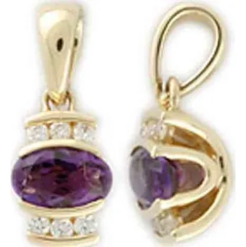 Prsten Luxusní přívěsek ze žlutého zlata s diamanty a fialovým ametystem 585/0,75gr (3820129-0-0-95)