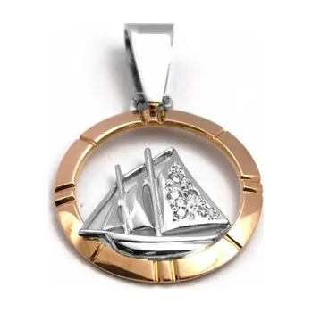 Prsten Diamantový zlatý přívěsek s diamanty plachetnice 585/2,17 gr J-21610-12 (J-21610-12)