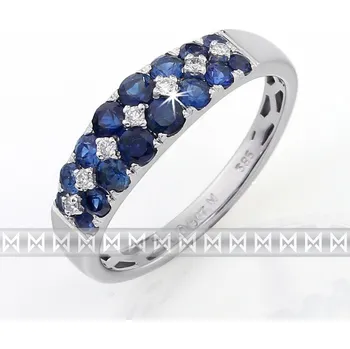 Prsten Klenoty Budín Luxusní diamantový prsten z bílého zlata s diamanty a modrými safíry 3861121 (Klenoty Budín Luxusní diamantový prsten z bílého zlata s diamanty a modrými safíry 3861121)