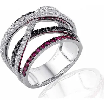 Prsten Luxusní mohutný prsten z bílého zlata s rubíny a diamanty vel. 56 3861497-0-56-9 (3861497-0-56-94)