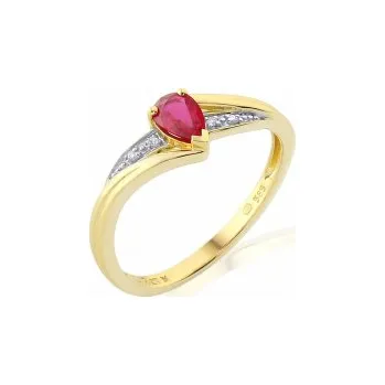 Prsten Klenoty Budín Prsten s diamantem, žluté zlato briliant, rubín v kombinaci s lesklou bílou 3811952 (Klenoty Budín Prsten s diamantem, žluté zlato briliant, rubín v kombinaci s lesklou bílou 3811952)