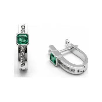 Prsten Zlaté náušnice s kolumbijskými smaragdy diamanty 585/2,55 gr J-21660-12 (J-21660-12)