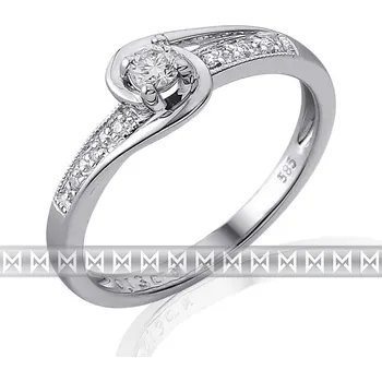 Prsten Luxusní zásnubní diamantový prsten z bílého zlata 1/0,11 ct + 6/0,03 ct 585/2,0g (3861844)