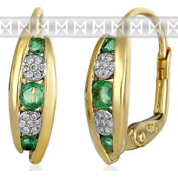 Prsten Luxusní zlaté náušnice s diamanty a přírodními pravými smaragdy 3831045 (3831045-5-0-96)