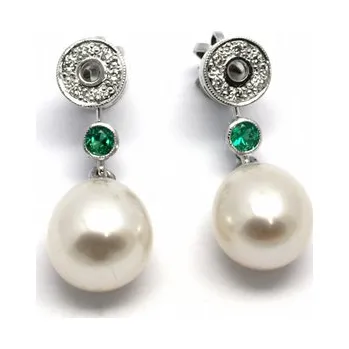 Prsten Diamantové náušnice se smaragdy a perlami 585/2,60 gr J-21265-12 (J-21265-12)