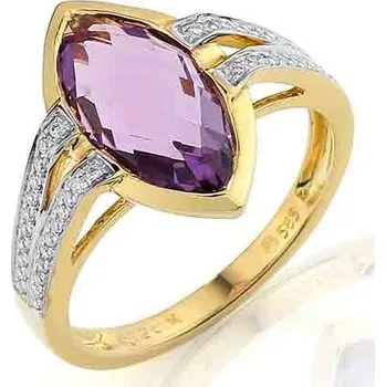 Prsten Pretis Prsten s diamantem, žluté zlato briliant, ametyst fialový v kombinaci bílé zlat
