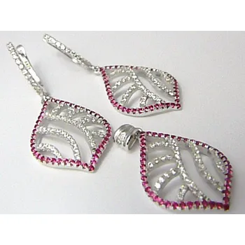 Souprava šperků Klenoty Budín Mohutná stříbrná rhodium souprava posetá růžovými a čirými zirkony 03034440001 (Klenoty Budín Mohutná stříbrná rhodium souprava posetá růžovými a čirými zirkony 03034440001)