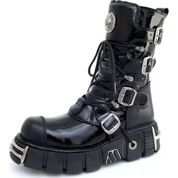 Pánská zimní obuv boty kožené dámské - Bizarre Boots (313-S1) Black - NEW ROCK - M.313-S1