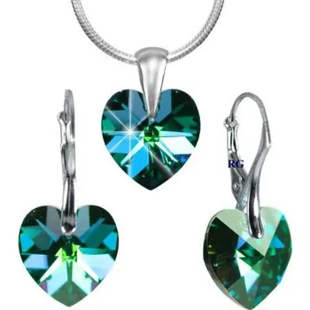 Souprava šperků Stříbrný set SRDCE 14mm vyroben s CRYSTALLIZED™ – Swarovski Elements - Bermuda B