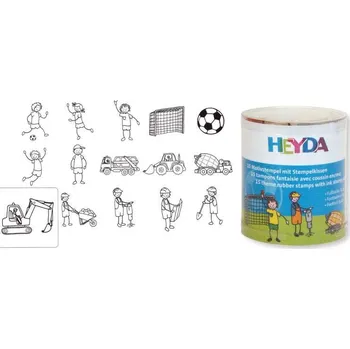 Dětské razítko Heyda Dřevěná razítka - Stavba, fotbal (15 ks)