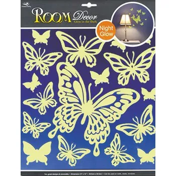 Samolepící dekorace Room Decor samolepky svítící ve tmě 31 x 29 cm Motýli