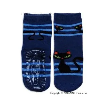 Dámské ponožky Froté ponožky s ABS (protiskluzová úprava) - Kočka tm. modrá - vel.27-30