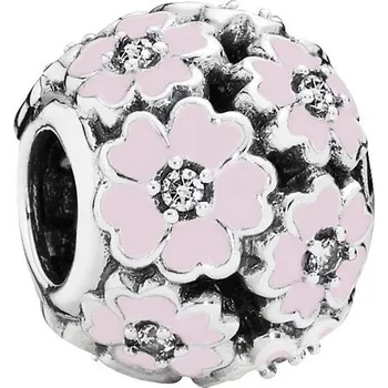 Přívěsek Pandora Stříbrný korálek s růžovými květy 791488EN68 