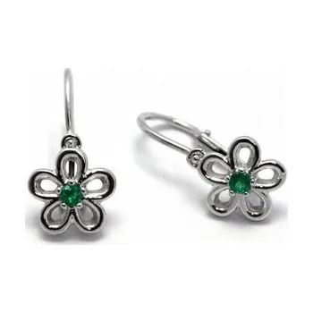 Náušnice Dětské náušnice s přírodními zelenými smaragdy 585/1,46 gr J-21309-12 (J-21309-12)