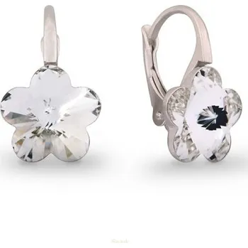 Náušnice Stříbrné náušnice Flowers Crystal (Dámské stříbrné náušnice)