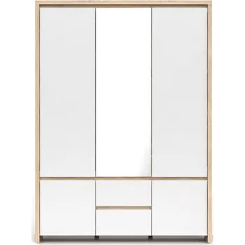Šatní skříň BRW Kaspian SZF5D2S dub sonoma/bílý lesk