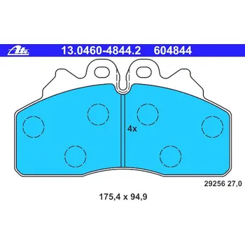Brzdová destička ATE, kotoučová brzda (AT 604844), sada brzdových destiček