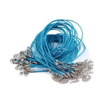 Korálek Voskovaná šňůra na krk s karabinkou tyrkysová