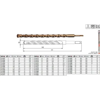 Vrták Vrták do betonu SDS+ 10x460mm YATO kvalitní YT-4173