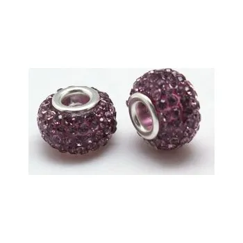 Dětské navlékací korálky Korálek s velkou dírkou shamballa fialový (1ks)