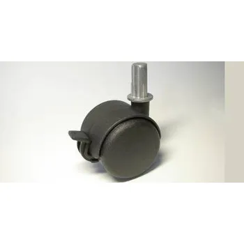 Nábytkové kolečko typu BA + čep v kovovém pouzdru 12x26mm, celoplastové, pr. 50, černé, brzda
