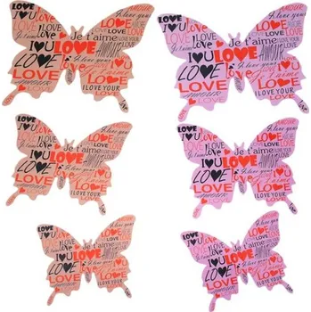 Samolepící dekorace 3D samolepka motýlci na zeď - love love