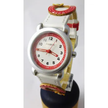 Hodinky Foibos Dívčí dětské bílo červené hodinky Foibos 2773.2 s motivem kytiček (Foibos Dívčí dětské bílo červené hodinky Foibos 2773.2 s motivem kytiček )