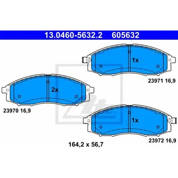 Brzdová destička ATE, kotoučová brzda (AT 605632), sada brzdových destiček, NISSAN