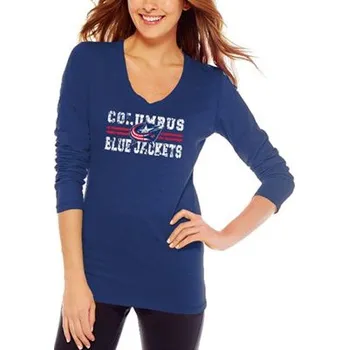 Dámské tričko Soft as Grape Dámské tričko Columbus Blue Jackets NHL Distressed Lines Slub Velikost: S